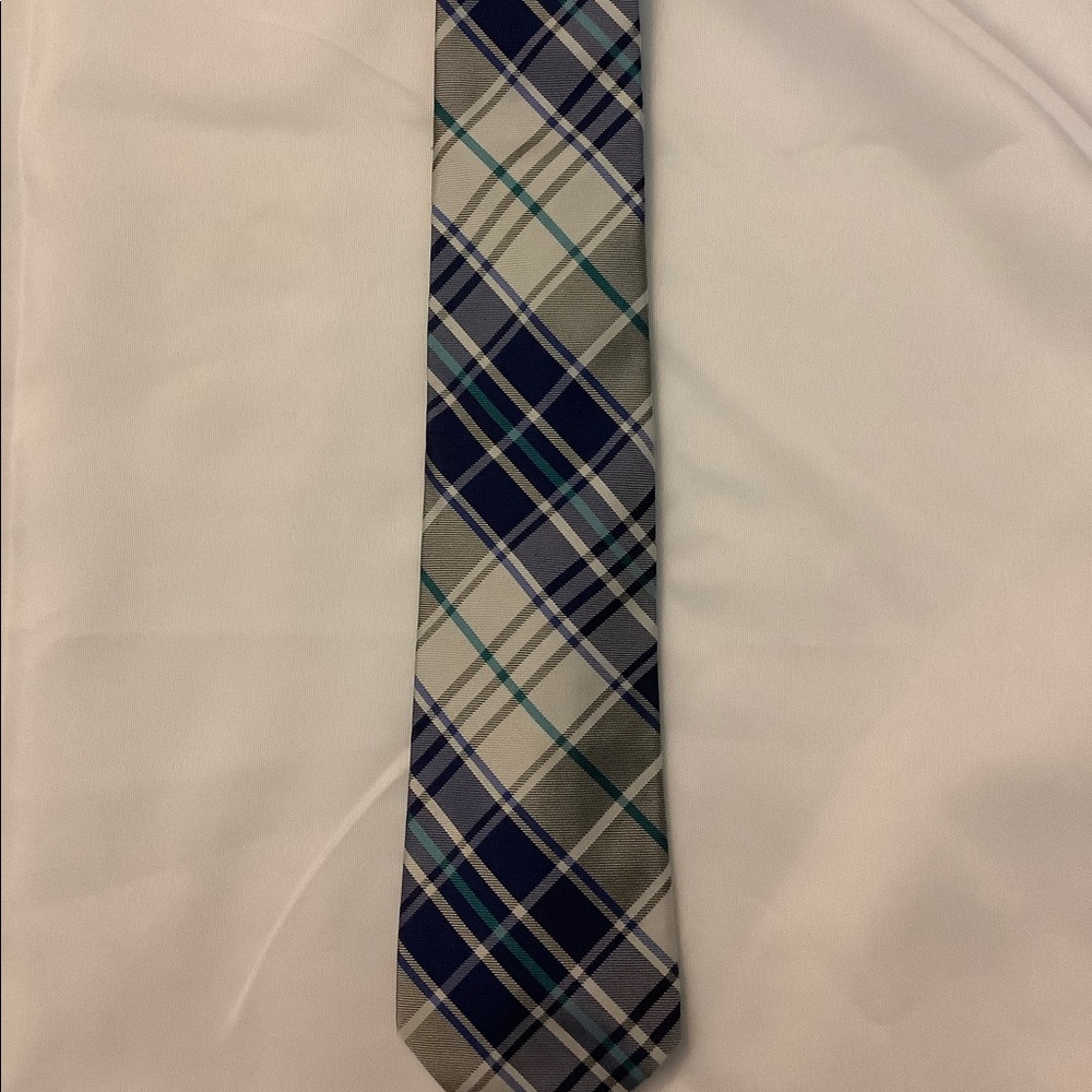 Express Blue White Plaid Tie